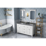 Chatham Traditional 60" White Double Sink Vanity, Boulder Cultured Marble Top | VKITCHA60WHBOR