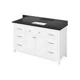 Chatham Traditional 60" White Vanity, Black Granite Vanity Top | VKITCHA60SWHBGR