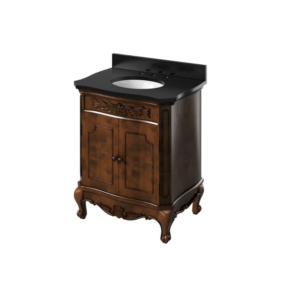 Clairemont Nutmeg Traditional 30" Oval Sink Vanity, Black Granite Top | VKITCLA30NUBGO