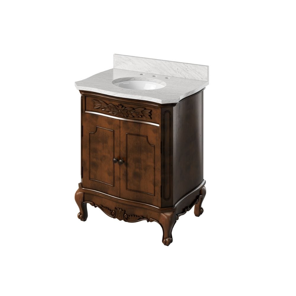 Clairemont Nutmeg Traditional 30" Oval Sink Vanity, White Carrara Marble Top| VKITCLA30NUWCO