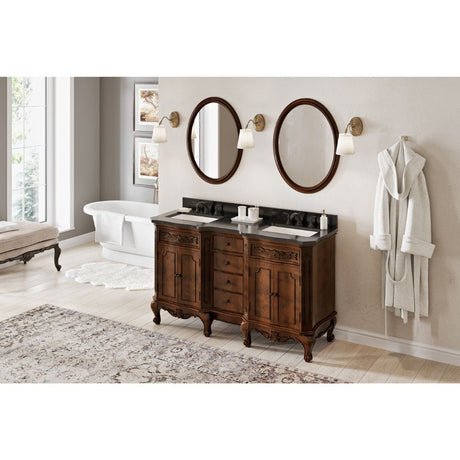 Clairemont Traditional 60" Nutmeg Double Bowl Vanity | VKITCLA60NUBGR