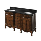 Clairemont Traditional Nutmeg 60" Double Oval Sink Vanity with Black Granite Top | VKITCLA60NUBGO