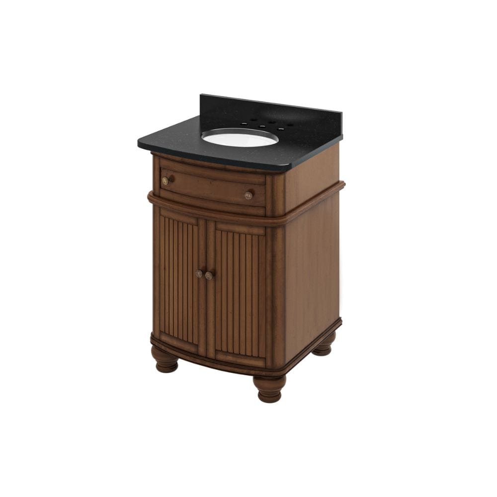 Compton Traditional Walnut 30" Oval Sink Vanity with Black Granite Top | VKITCOM30WABGO