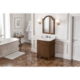 Compton Traditional Walnut 30" Oval Sink Vanity with White Carrara Marble Top | VKITCOM30WAWCO