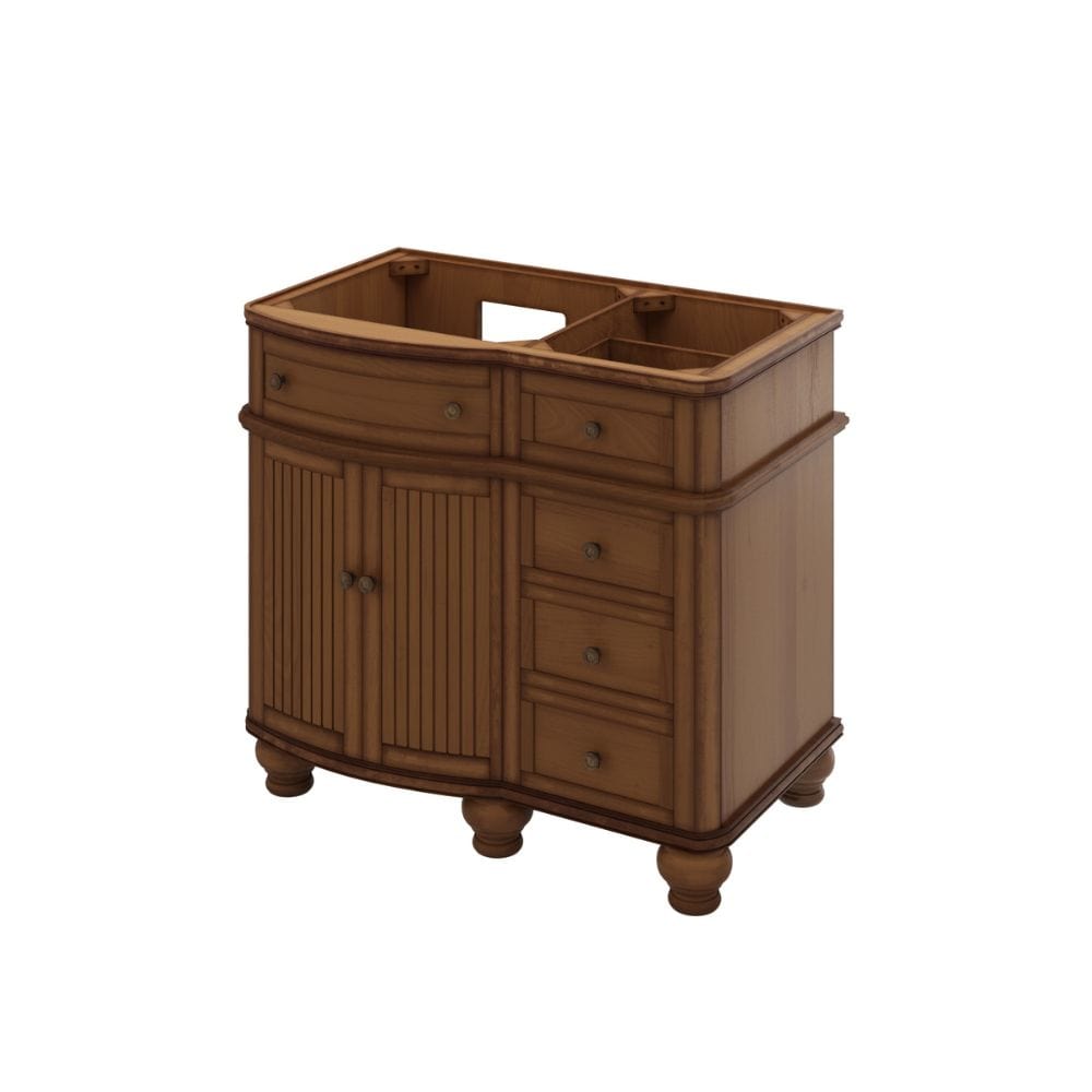 Compton Traditional Walnut 48" Oval Sink Vanity with Black Granite Top | VKITCOM48WABGO