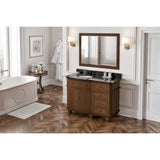 Compton Traditional Walnut 48" Oval Sink Vanity with Black Granite Top | VKITCOM48WABGO