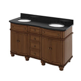 Compton Traditional Walnut 60" Double Oval Sink Vanity with Black Granite Top | VKITCOM60WABGO