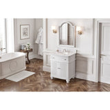 Compton Traditional White 30" Oval Sink Vanity with White Carrara Marble Top | VKITCOM30WHWCO