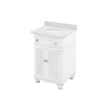 Compton Traditional White 30" Oval Sink Vanity with White Carrara Marble Top | VKITCOM30WHWCO