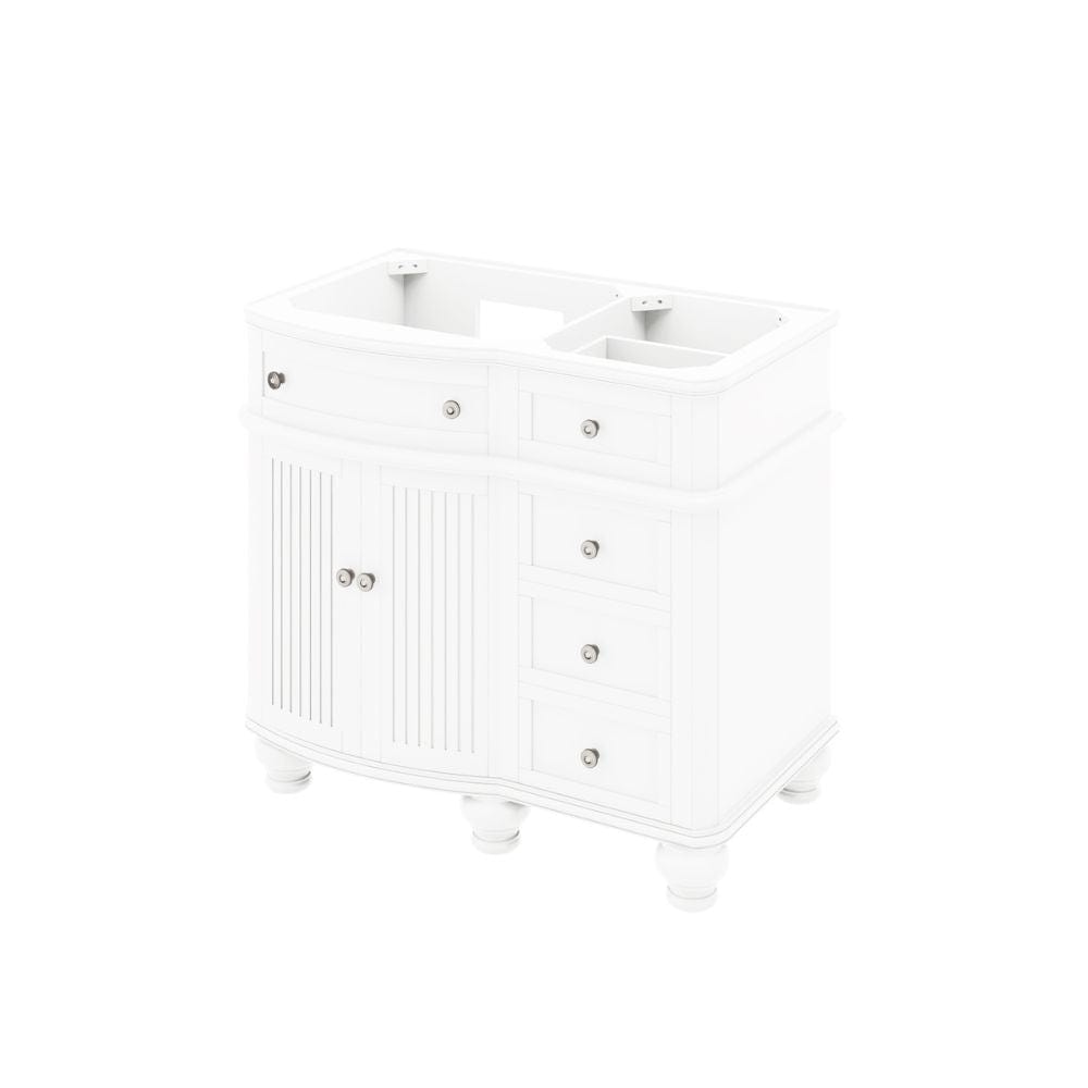 Compton Traditional White 48" Oval Sink Vanity with White Carrara Marble Top | VKITCOM48WHWCO