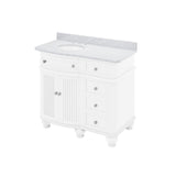 Compton Traditional White 48" Oval Sink Vanity with White Carrara Marble Top | VKITCOM48WHWCO