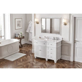 Compton Traditional White 48" Oval Sink Vanity with White Carrara Marble Top | VKITCOM48WHWCO