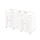 Compton Traditional White 60" Double Oval Sink Vanity with Black Top | VKITCOM60WHBGO