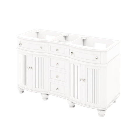 Compton Traditional White 60" Double Oval Sink Vanity with Carrara Top | VKITCOM60WHWCO