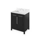 Jeffrey Alexader Cade Contemporary 30" Black Single Undermount Sink Vanity w/ Quartz Top