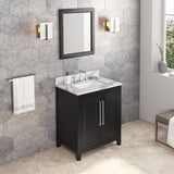 Jeffrey Alexader Cade Contemporary 30" Black Single Undermount Sink Vanity w/ Quartz Top