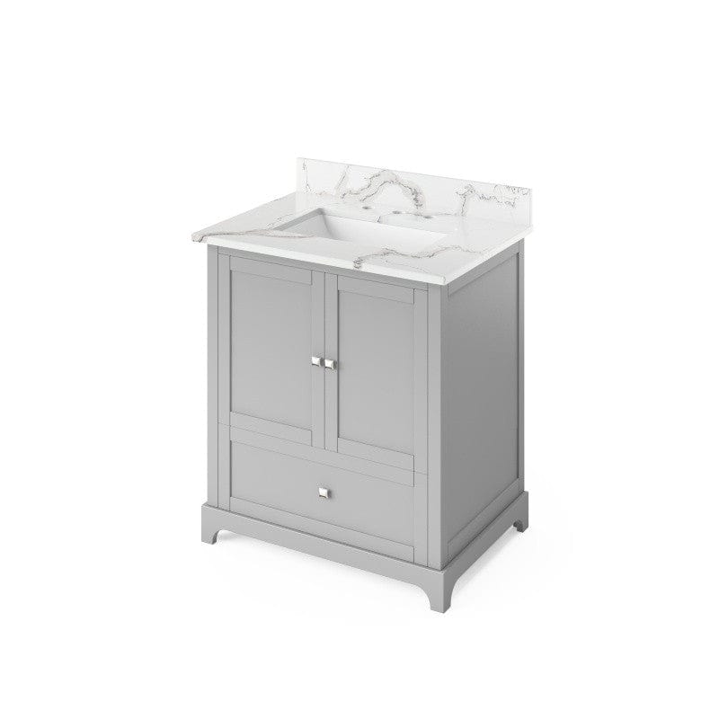 Jeffrey Alexander Addington Contemporary 30" Grey Single Undermount Sink Vanity w/ Quartz Top