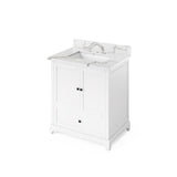 Jeffrey Alexander Addington Contemporary 30" White Single Undermount Sink Vanity w/ Quartz Top