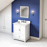 Jeffrey Alexander Addington Contemporary 30" White Single Undermount Sink Vanity w/ Quartz Top