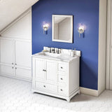 Jeffrey Alexander Addington Contemporary 36" White Single Sink Vanity w/ Quartz Top, Left Offset