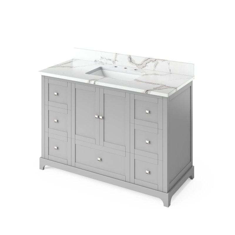 Jeffrey Alexander Addington Contemporary 48" Grey Single Undermount Sink Vanity w/ Quartz Top