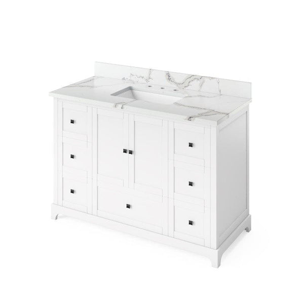 Jeffrey Alexander Addington Contemporary 48" White Single Undermount Sink Vanity w/ Quartz Top
