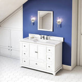 Jeffrey Alexander Addington Contemporary 48" White Single Undermount Sink Vanity w/ Quartz Top