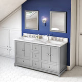 Jeffrey Alexander Addington Contemporary 60" Gray Double Undermount Sink Vanity w/ Quartz Top