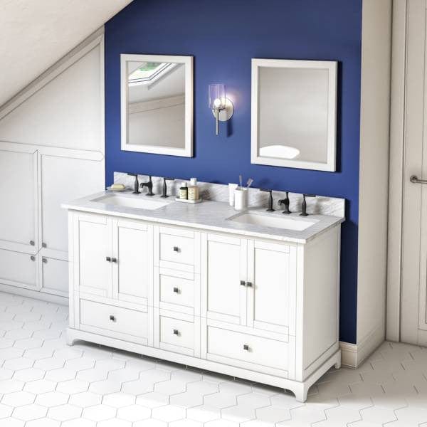 Jeffrey Alexander Addington Contemporary 60" White Double Sink Vanity