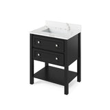 Jeffrey Alexander Adler Transitional 30" Black Single Undermount Sink Vanity w/ Quartz Top