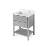 Jeffrey Alexander Adler Transitional 30" Grey Single Undermount Sink Vanity w/ Quartz Top