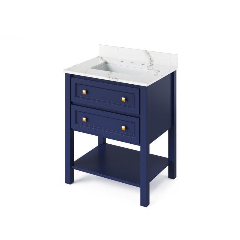 Jeffrey Alexander Adler Transitional 30" Hale Blue Single Undermount Sink Vanity w/ Quartz Top