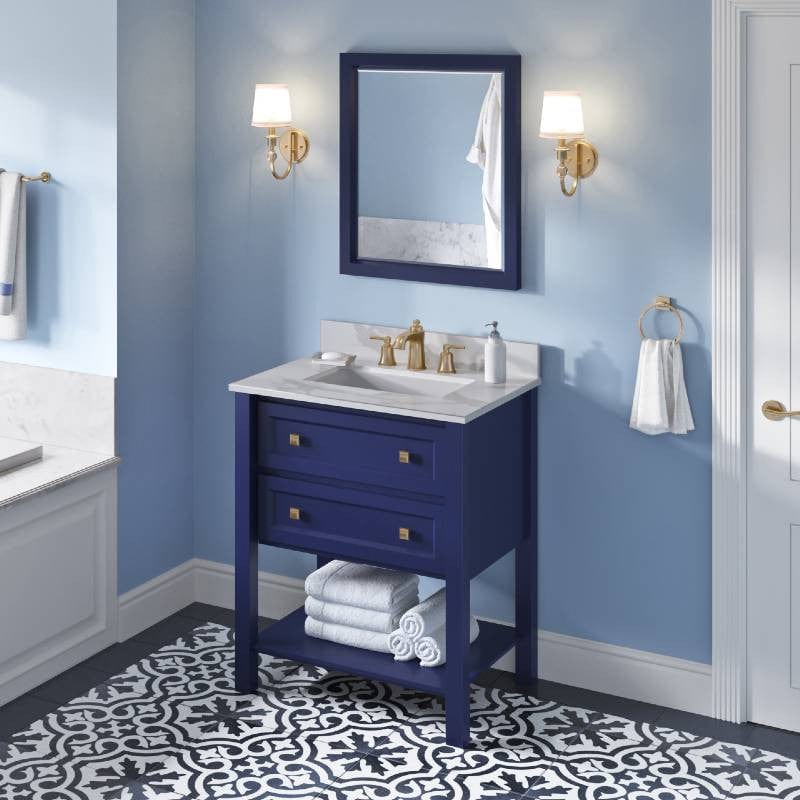 Jeffrey Alexander Adler Transitional 30" Hale Blue Single Undermount Sink Vanity w/ Quartz Top