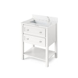 Jeffrey Alexander Adler Transitional  30" White Single Undermount Sink Vanity w/ Quartz Top