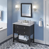 Jeffrey Alexander Adler Transitional 36" Black Single Undermount Sink Vanity w/ Marble Top