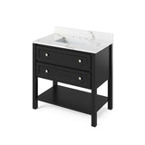 Jeffrey Alexander Adler Transitional 36" Black Single Undermount Sink Vanity w/ Quartz Top