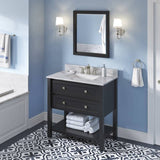 Jeffrey Alexander Adler Transitional 36" Black Single Undermount Sink Vanity w/ Quartz Top