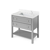 Jeffrey Alexander Adler Transitional 36" Grey Single Undermount Sink Vanity w/ Quartz Top