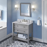 Jeffrey Alexander Adler Transitional 36" Grey Single Undermount Sink Vanity w/ Quartz Top