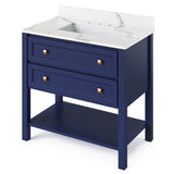 Jeffrey Alexander Adler Transitional 36" Hale Blue Single Undermount Sink Vanity w/ Quartz Top