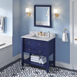 Jeffrey Alexander Adler Transitional 36" Hale Blue Single Undermount Sink Vanity w/ Quartz Top