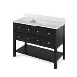 Jeffrey Alexander Adler Transitional 48" Black Single Undermount Sink Vanity w/ Marble Top