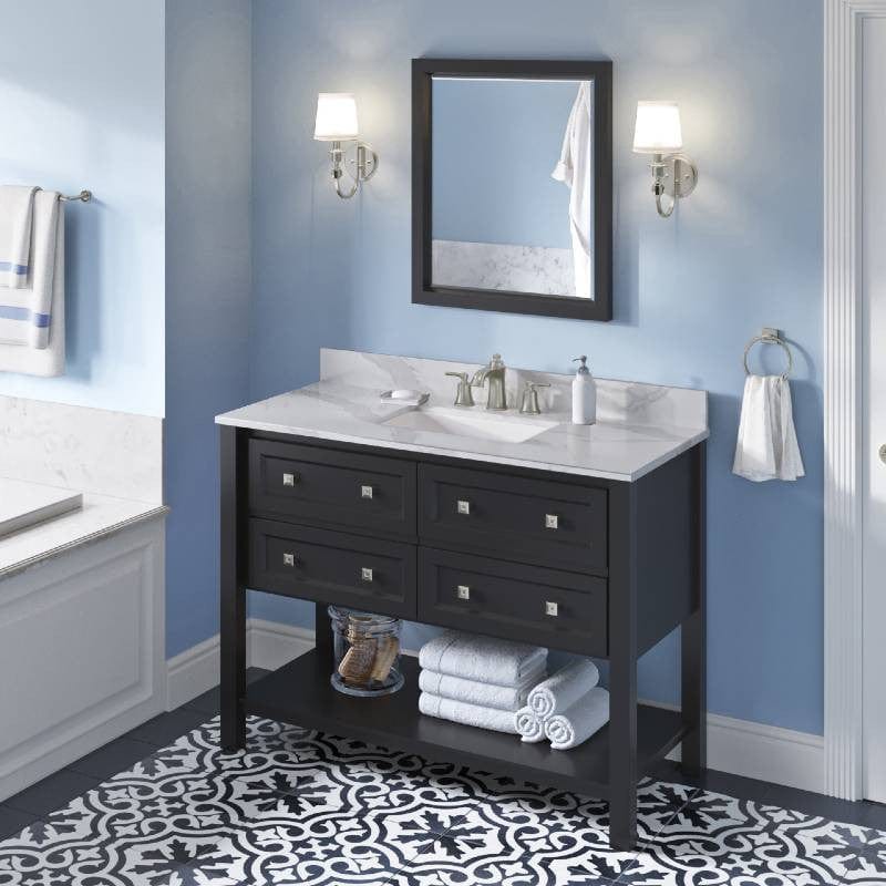 Jeffrey Alexander Adler Transitional 48" Black Single Undermount Sink Vanity w/ Quartz Top