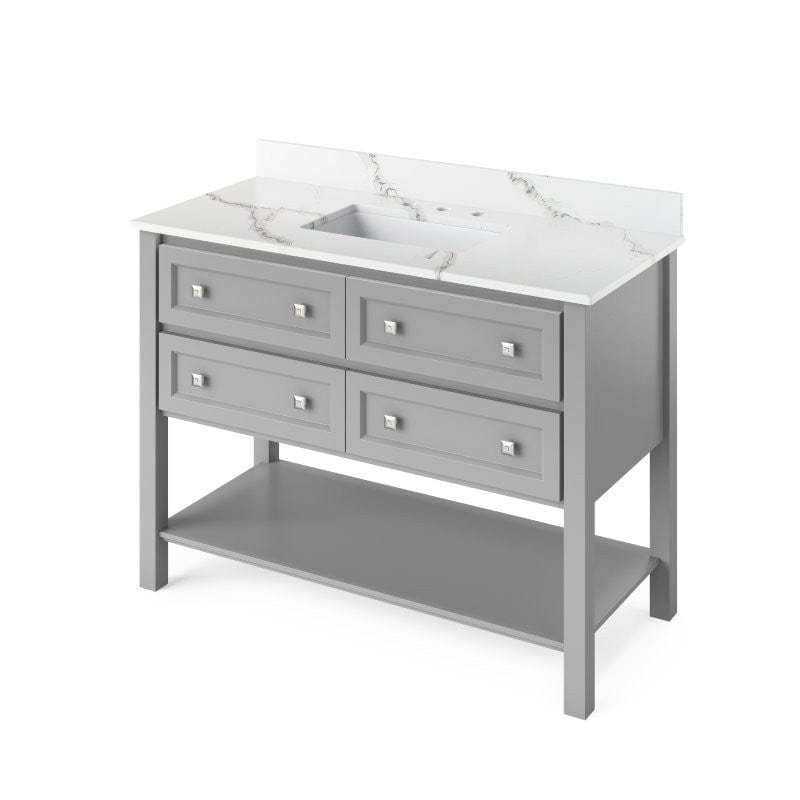 Jeffrey Alexander Adler Transitional 48" Grey Single Undermount Sink Vanity w/ Quartz Top