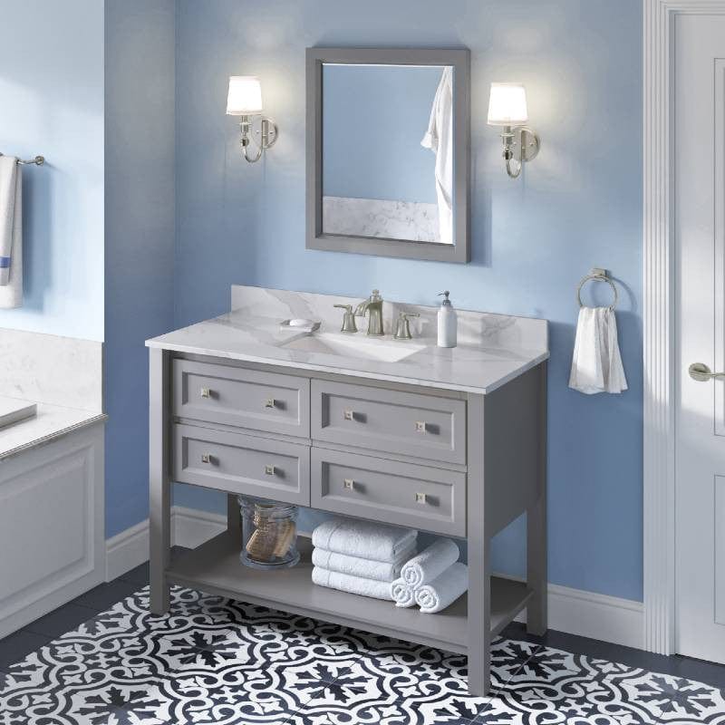 Jeffrey Alexander Adler Transitional 48" Grey Single Undermount Sink Vanity w/ Quartz Top