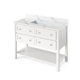 Jeffrey Alexander Adler Transitional 48" White Single Undermount Sink Vanity w/ Quartz Top