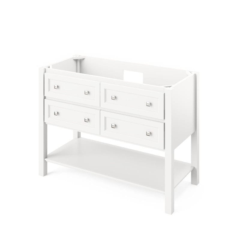 Jeffrey Alexander Adler Transitional 48" White Single Undermount Sink Vanity w/ Quartz Top