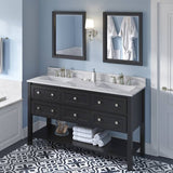 Jeffrey Alexander Adler Transitional 60" Black Double Undermount Sink Vanity w/ Quartz Top