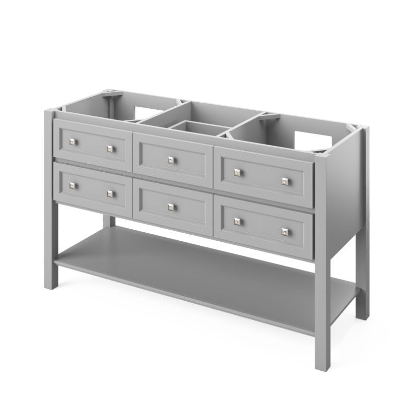 Jeffrey Alexander Adler Transitional 60" Gray Double Undermount Sink Vanity w/ Quartz Top