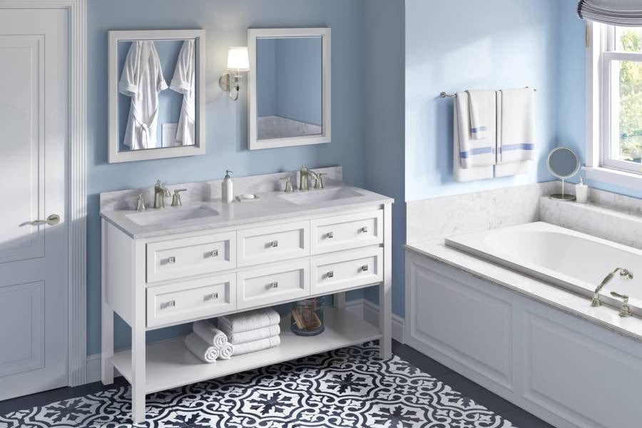 Jeffrey Alexander Adler Transitional 60" White Double Sink Vanity